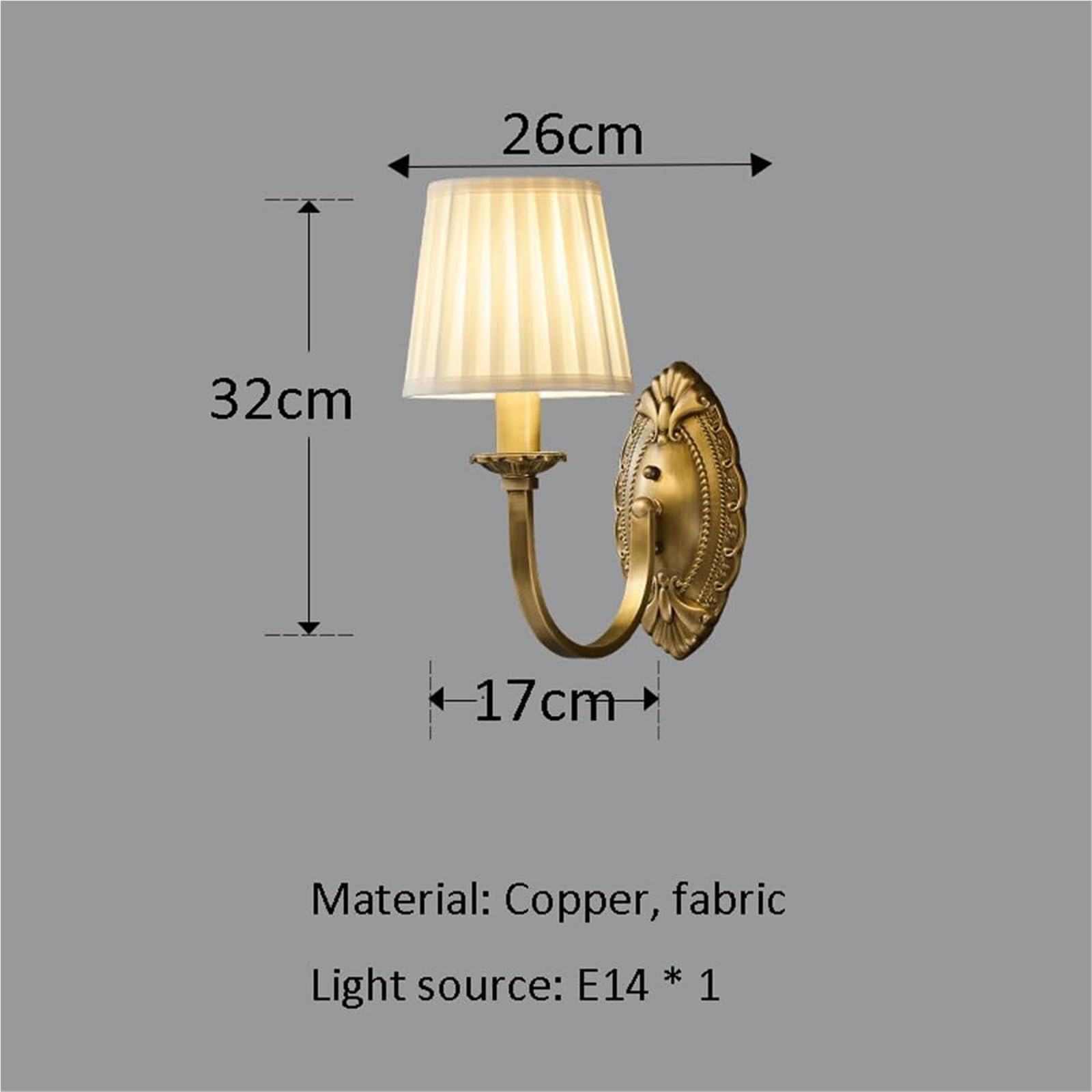 Applique da Parete in Ottone a 2 luci, Paralume in Tessuto, Lampada da Parete Industriale Antica, cablata, Vintage, Stile metà secolo, per Camera da Letto, Bagno, Soggiorno, Fattoria, Sala da Pra