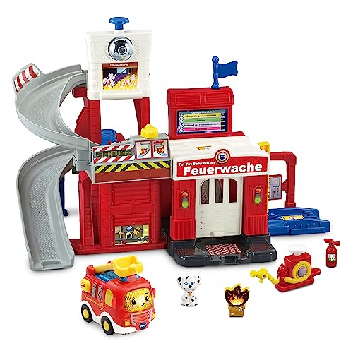 Vtech TUT TUT Baby Flitzer - Feuerwache – Interaktives Feuerwehr-Spielset mit beweglichen Elementen, Melodien und Liedern und TUT TUT Baby Flitzer Feuerwehrauto – Für Kinder von 1-5 Jahren