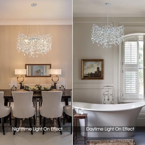 Modern Crystal Chandelier - 30" Silver Tree Branch Design - Image 7