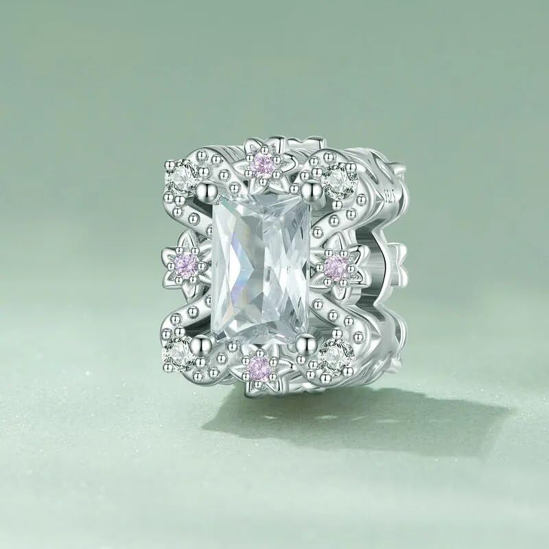 925 Sterling Silver Heart Charms Pink Crystal White Zircon Hollow Beads For Women Fit Bracelet Necklace Jewelry SSS-0801