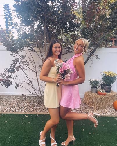 Cross Halter Homecoming Dresses for Teens Satin Backless Short Mini Cocktail Dress RHC0283