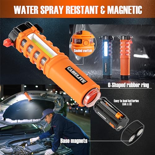 Emergency Car Flashlight with Seatbelt Cutter and Window Breaker, LED Work Light & Flash Beacon, Life-Saving Car Escape Tool for Roadside Safety (Orange) - Image 5