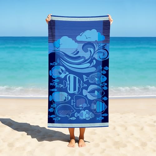 Liniva Home Toalla de Playa 100% Algodón Egipcio – 90x175cm – Extra Suave y Absorbente – 650 g/m Ideal para Playa y Piscina. (Oceano)