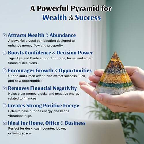 Image of JD FRESH Original Certified Money Magnet Round Pyramid /Handcrafted Healing Pyramid /Energized Crystal Orgonite Pyramid for Wealth, Prosperity & Abundance /Vaastu Dhan Yog Pyramid for Home & Office