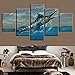 Produktbild LXMLMQ Dekorative Malerei Multi-Split Inkjet Sea Blue Thunfisch Sofa Hintergrund Wandmalerei Home Ölgemälde-Mit Rahmen