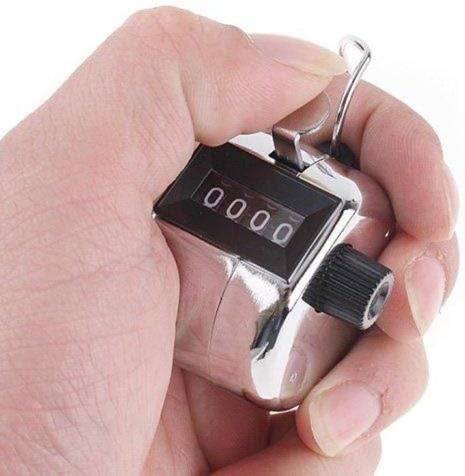COSTARS Tally Counter Hand Held Clicker 4 Digit Chrome Palm Golf People Counting Club