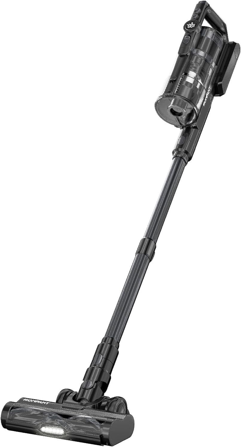 HOMPANY Cordless Vacuum Cleaner, 40Kpa/500W Stick Vacuum with Smart Display, 2024 Newest Dual Handle Vacuum Cleaners for Home, Up to 55 Mins Run Time, Suitable for Pet Hair/Carpet/Hard Floors