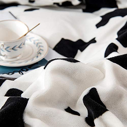 Fan Kid's Duvet Cover Set Queen Black And White Cow Patterned Flannel Velvet Warm Fluffly Bedding Sets With Zipper Closure Winter Quilt Comforter Cover And 2 Pillow Shams 50X75Cm #TOP4