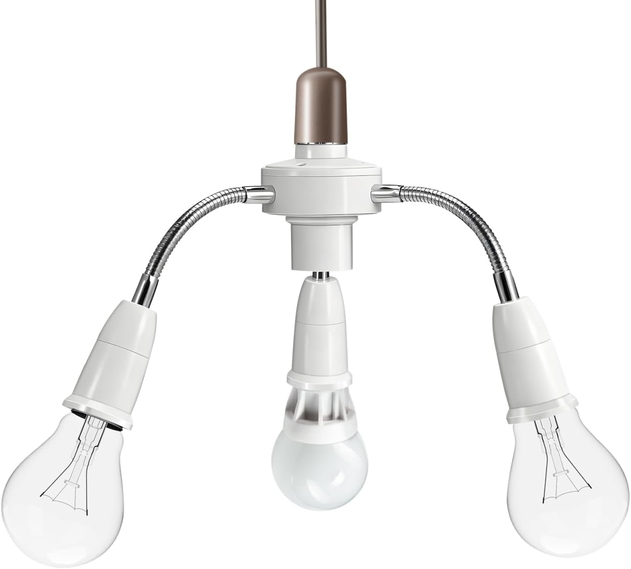 E27 Light Socket Adapter Multi-Head Light Bulb Converter with Flexible Hose Socket Splitter Extension Holder for Home Office