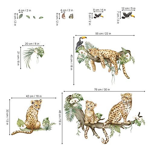 Decalmile Leopard Safari Wall Decals Jungle Animals Cheetah Wall Stickers Baby Nursery Boys Girls Bedroom Playroom Home Decor #TOP4