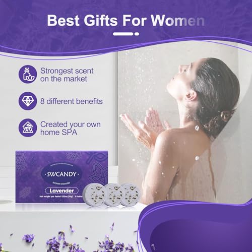 Image of SWCANDY Shower Steamers Aromatherapy Travel Essentials Birthday Gifts for Women, Lavender 8 Pcs, Bath Bombs Shower Bombs with Natural Essential Oils, Relaxation Home SPA
