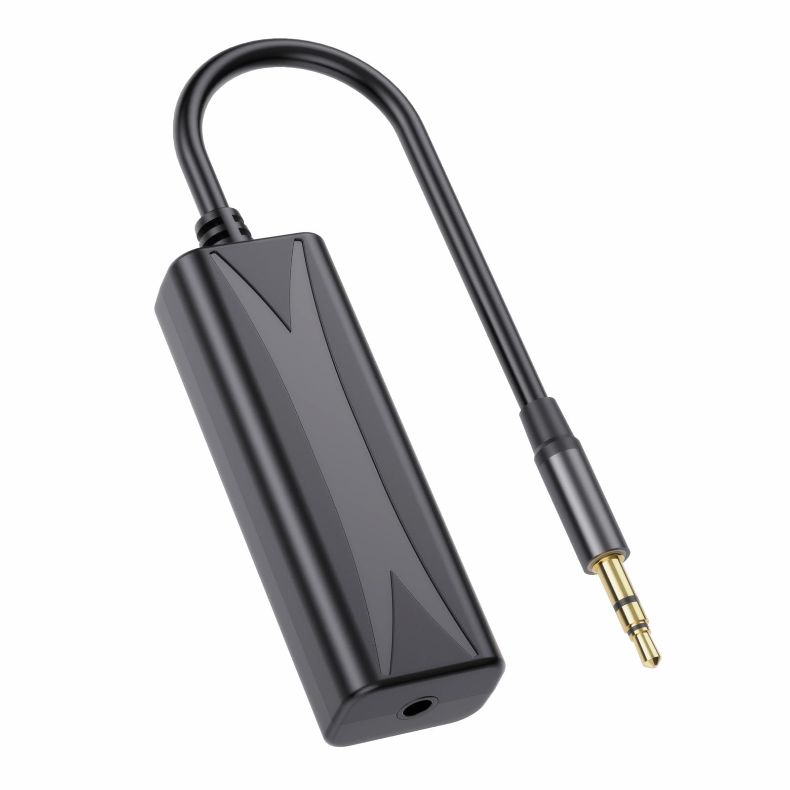 Aislamiento de ruido de bucle de tierra mejorado, filtro de ruido de zumbidos con cable de audio de 3.5 mm para sistema estéreo de audio de coche/hogar (elimina el ruido de zumbido), color negro