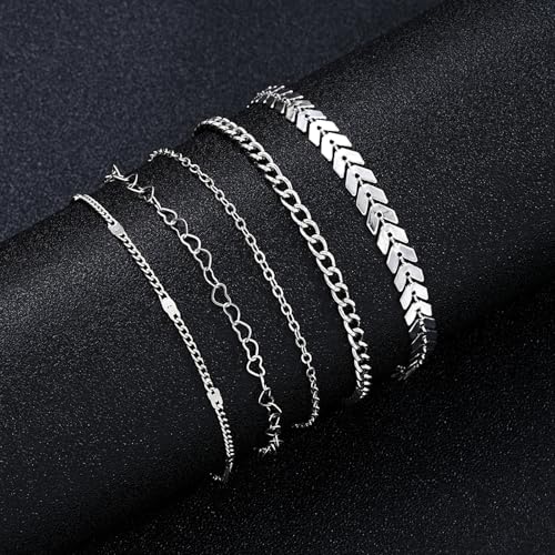 Image of Fesciory 14K Gold Plated Ankle Bracelets Sets For Women, Adjustable Layered Infinite Anklet, Summer Beach Butterfly Star Foot Chain Jewelry Gifts