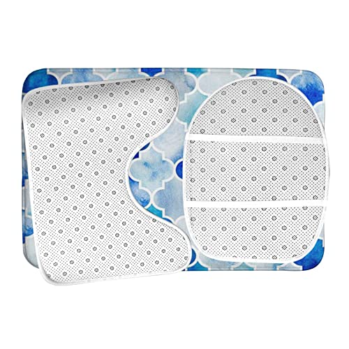 DIRYKILP Badematte + Konturmatte + Toilettendeckelbezug, modernes Vierpassmuster 3 Stück Badematte Set, mit rutschfester Klebeunterseite – Bild 7