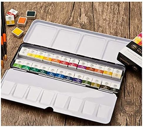 Miniatura 5 de MUNGYO Juego de colores de agua profesionales de tamaño medio sartén en estuche de latapaleta de mezcla integral en la tapa (24 colores)