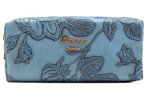 Cuoieria Fiorentina Italian Tooled Leather Cosmetic Case (Azure)
