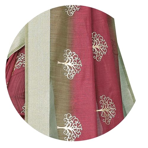 Image of MIRCHI FASHION Women Saree Cotton Blend 2-Tone Foil Print | Lightweight Comfortable Office Wear Sari with Blouse Piece