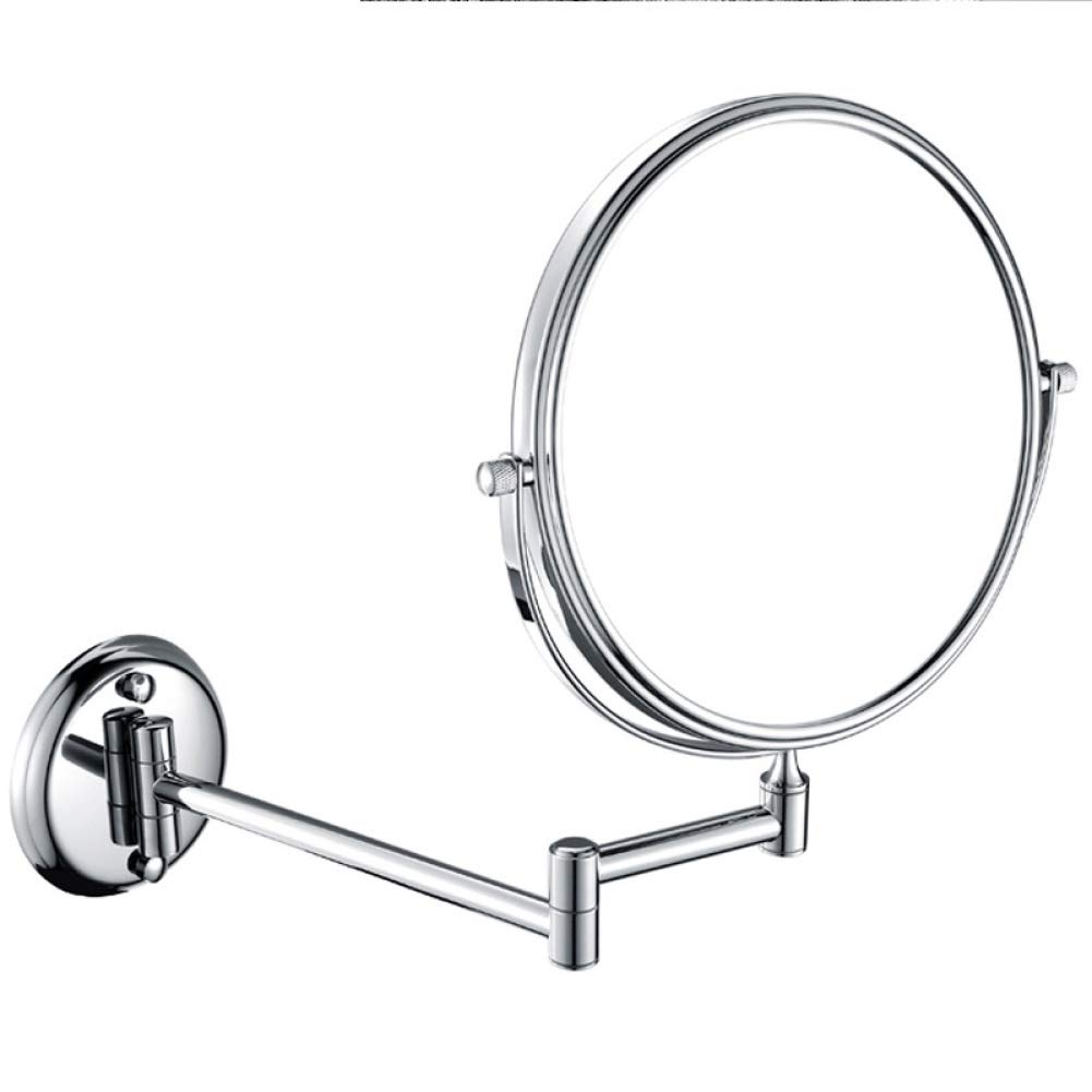 Espejo de maquillaje Montaje en pared, giratorio de 360° Extensible de Doble Cara Aumento de 10X Espejo de baño Espejo de belleza de Forma Redonda plegable, Chrome_8inch (Chrome 8inch)