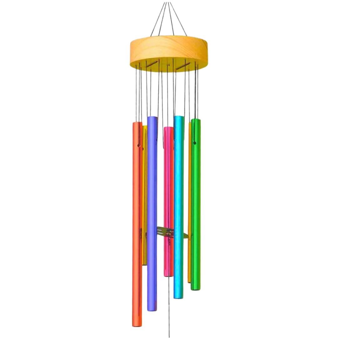 Multicolor 6-Rod Wind Chime with Wooden Top and Striker - Harmonious Home and Garden Décor-image-12