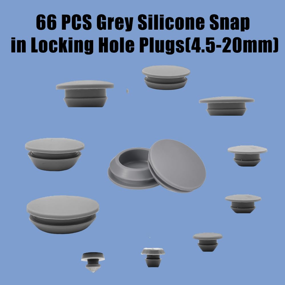 66 Pcs 10 Sizes Grey Silicone Hole Plugs, Plastic Hole Plugs Set - Image 3