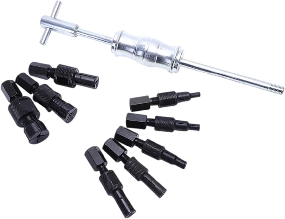 Garneck 9pcs Inner Bearing Puller Set with Steel Slide Hammer Attachments, Automotive Bearing Extractor Tool Kit for Hub and Inner Hole Removal, Auto Repair Equipment
