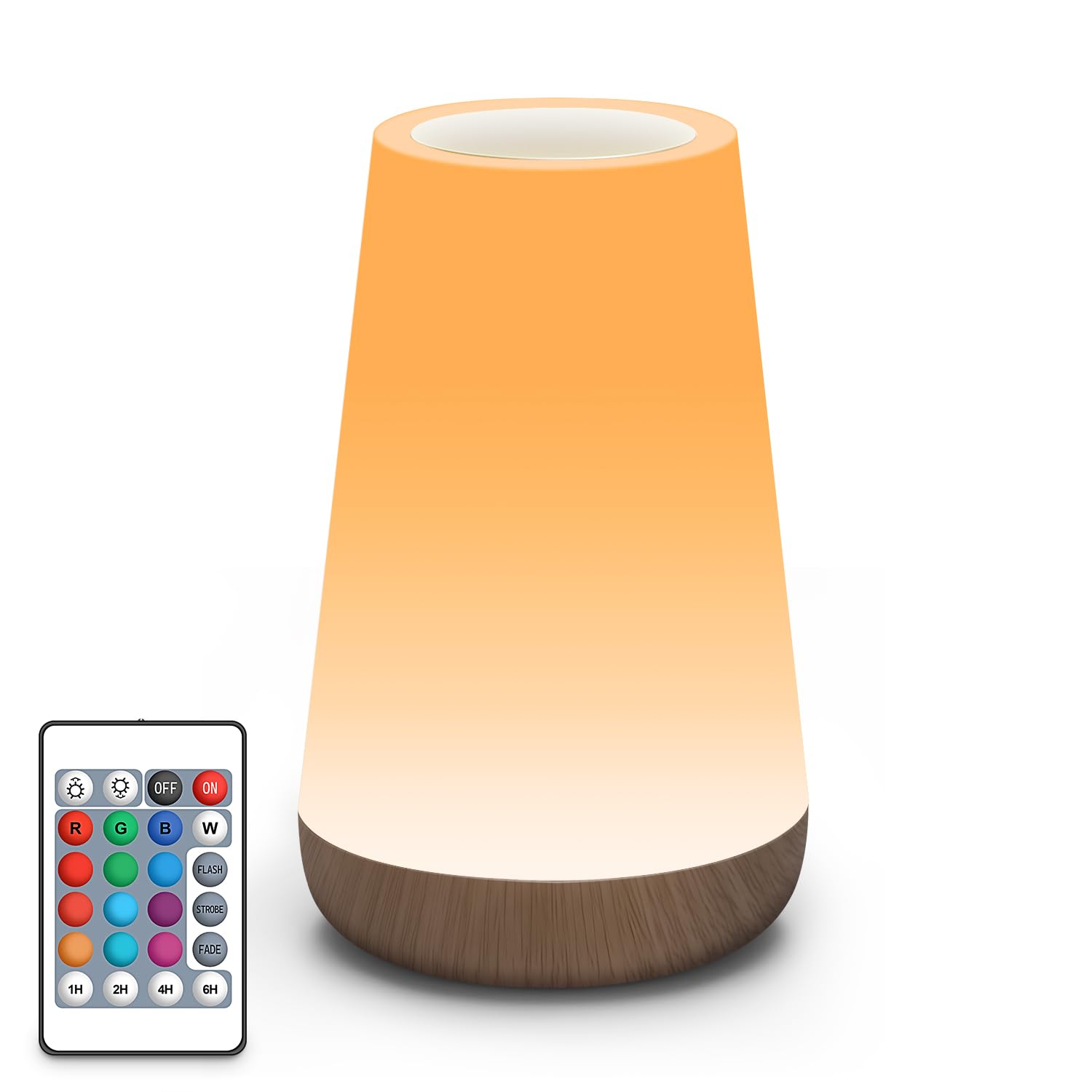 Auxmir Nachttischlampe Touch Dimmbar 5 Modi RGB Farbwechsel, Nachtlicht Kinder 2500mAh USB Aufladbar Fernbedienung, LED Lampe Tischlampe Kabellos mit Timing Funktion, Stilllicht für Deko Schlafzimmer