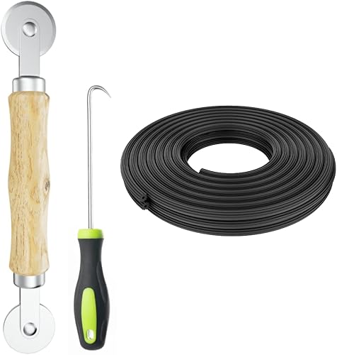 Kit de reparación de pantalla herramienta de rodillo de pantalla con gancho de extracción de rodamientos y estrías y ranura de retención (25 pies)