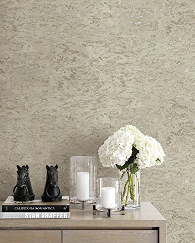 Metallic Cork Inspired Textured Wallpaper. (Tan & Silver)
