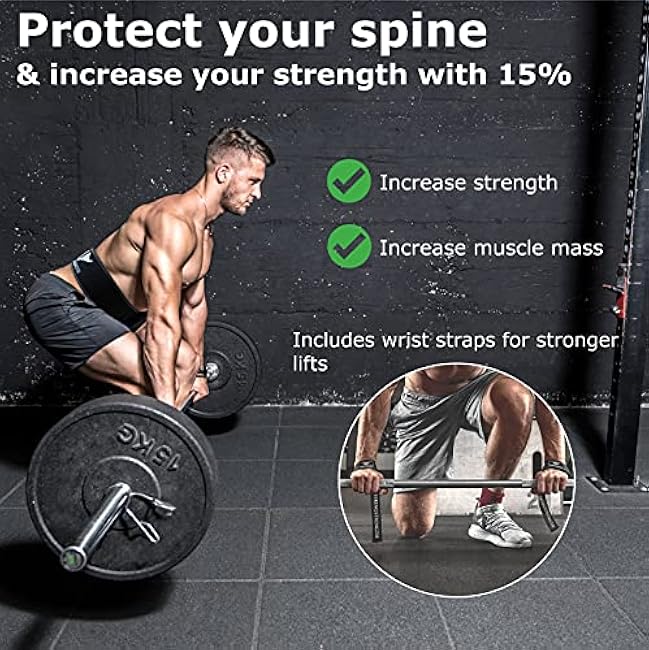 Vikingstrength Premium Weight Lifting Belt with Lifting Straps, Gym Weightlifting Belt for Men and Women, perfect for Squat, Powerlifting, Crossfit and Deadlifting M-4XL + V-Strength Workout App