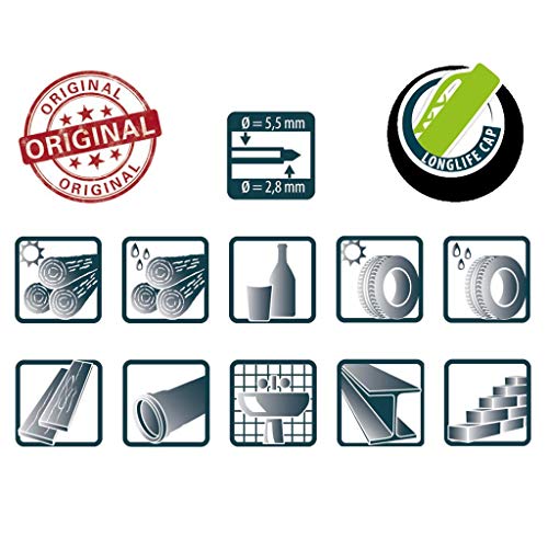 Pica 55010 Markierstift Set für Schreiner, Zimmermannsbleistift - für Holz, Metall, Keramik, Glas, uvm. – mit Tasche