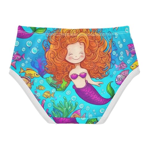 Cute Underwater Mermaid Blue Girl Panties Cute Toddler Girls Underwear Cotton Florals Undies Kids Briefs 2t2