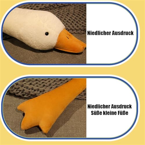 Weißes Gänse Plüschtier，Riesige Gans Plüschtiere Große Ente Puppe Weiches Kuscheltier Schlafkissen Kissen für Kinder und MädchenPlüsch Gans Kissen Puppe Geschenk für Fans Kinder (50 cm,Weiß)