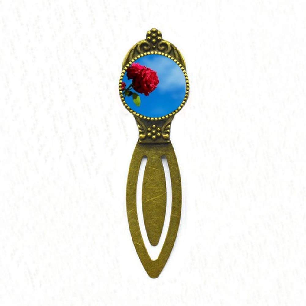 Marque-page rose rouge rétro bleu ciel, idée cadeau lecteur - 5
