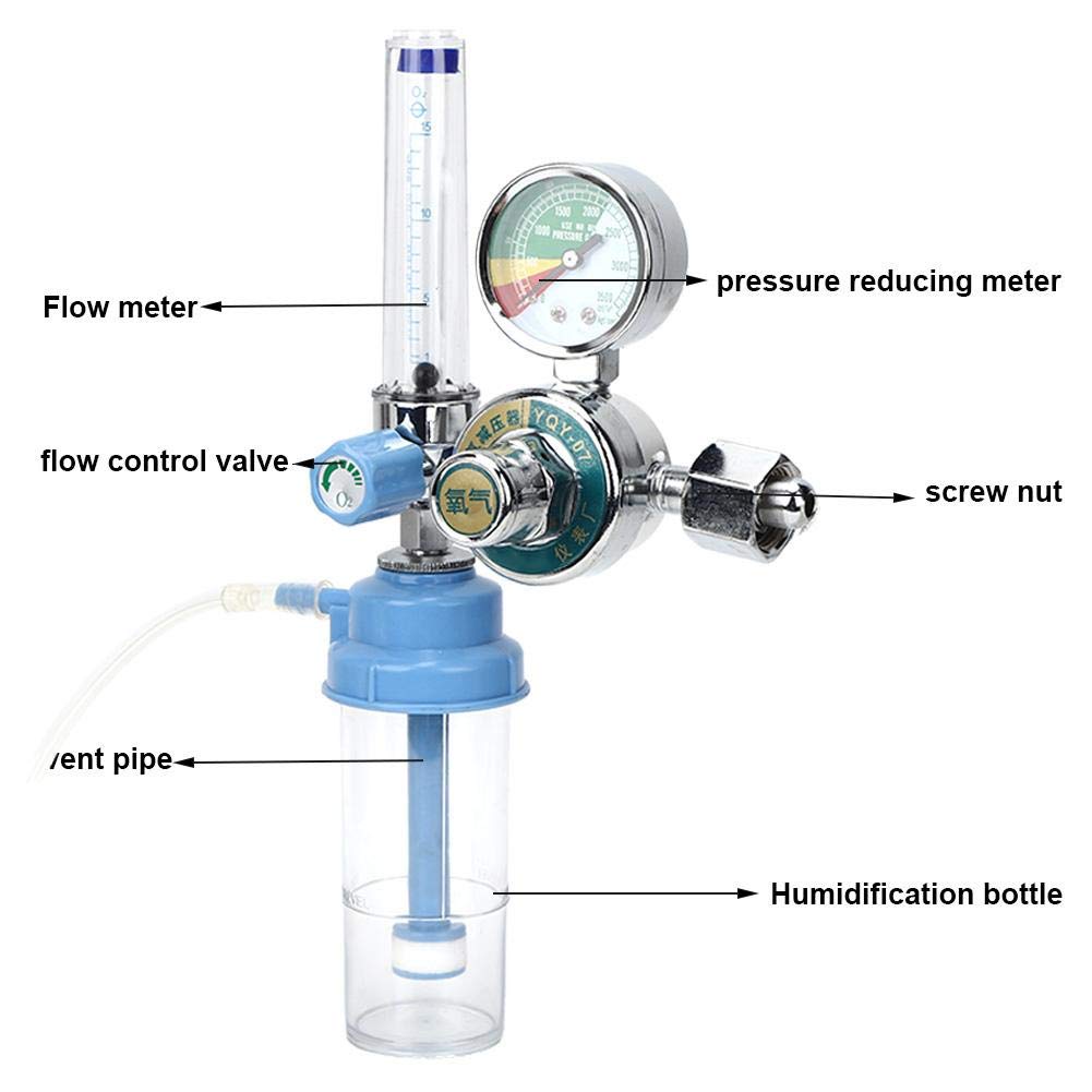Qinlorgon Regolatore di Pressione dell'ossigeno, 0-100mpa Regolatore di Portata d'Aria Misuratore di misuratore di Pressione del Gas Ossigeno Professionale