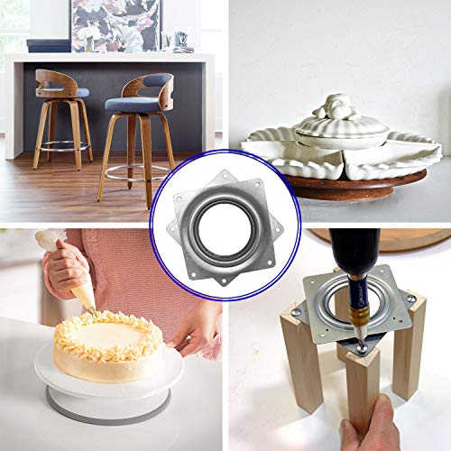 8Pack Lazy Susan Hardware, 4Inch Square Rotating Bearing Plate, 300Lbs Capacity Lazy Susan Turntable Bearing For For Serving Trays, Kitchen Storage Racks, Craft Table, Zinc Plated Steel Swivel Plate #TOP5