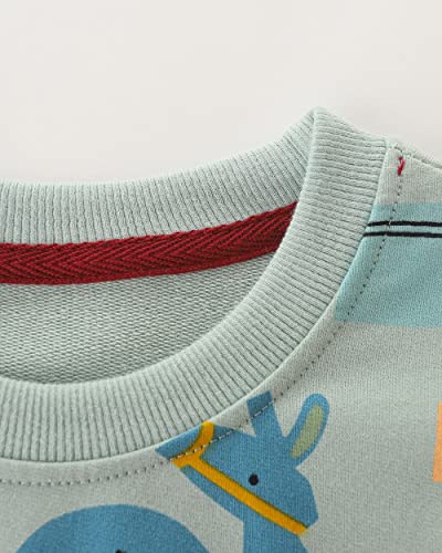 Image of Akyzic Toddler Boys Sweatshirts Cotton Crewneck Truck Shirt Dinosaur Long Sleeve Pullover Tops Tees 2-8T