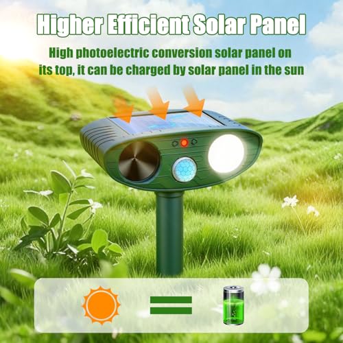 2026 Upgraded Ultrasonic Solar Animal Repellent Outdoor, Deer Repellent Devices Squirrel Cat Raccoon Rabbit Dog Deterrent with Motion Sensor Flash Light for Yard Garden Lawn (2) - Thumbnail 3