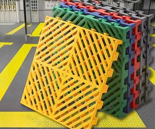 Gamire ガレージタイル ガレージ フロアタイル DIY PP製 連結式フロアマット 耐荷重 40cm×40cm×4cm 耐摩耗 はめ込み施工 置くだけ 通気性 お手入れ簡単 車庫マット フロアタイル洗車 バイク 連結可能 接着剤不要 洗車場 屋外 屋