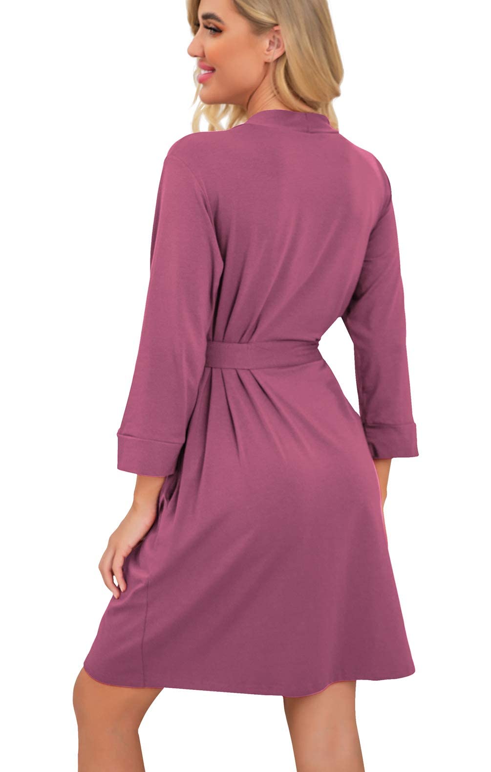 PrinStory Albornoz Para Mujer Ligero 3/4 Manga Mañana Kimono Túnicas Corto Ropa de dormir