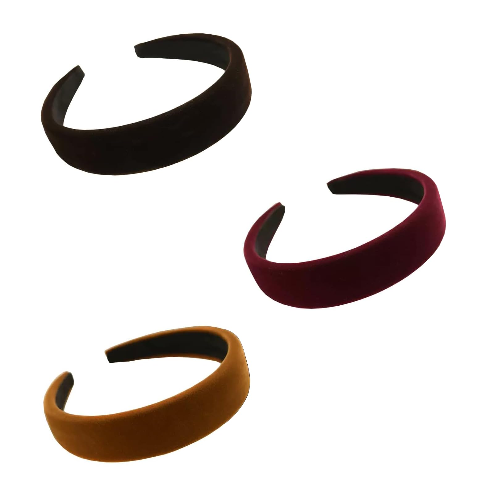 3Pcs Classic Velvet Soft Head Bands Fashionable Vintage Elastic HeadBand Comfortable Sponge Thick Hairbands for Women Girls Outlook