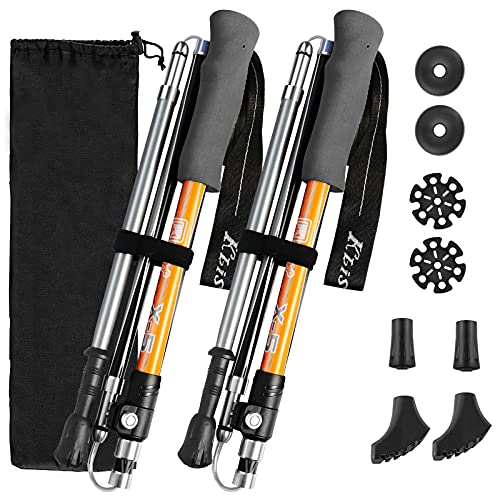 SPGOOD Bastones de senderismo con bolsa y varios accesorios │ 7075 Aluminio ligero ajustable 110-130 cm │ Bastones de senderismo nórdicos Bastones telescópicos para mujer y hombre Trekking Cover