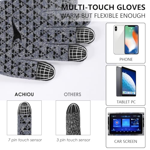 Image of Achiou Winter Gloves, Glove for Men Women, Upgraded Touch Screen Texting Warm Running with Thermal Soft Knit Lining