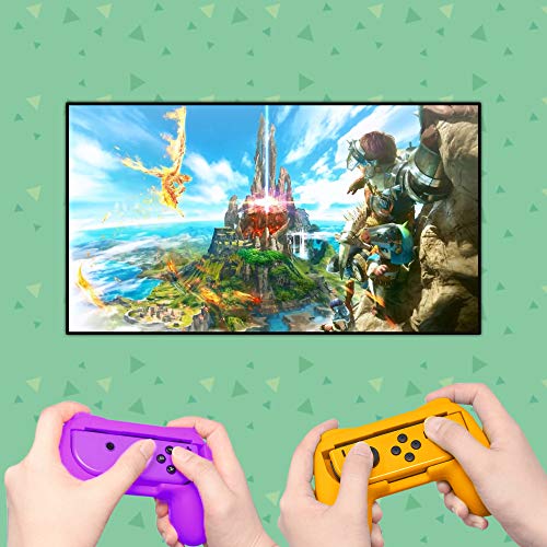 Image of Hand Grips Compatible with Switch /Switch OLED Model Controllers, Grip Compatible with Switch for Joy Cons - Orange and Purple (2 Packs)