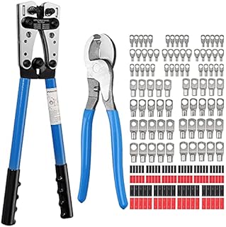 Proster 200 PCS Heavy Duty Crimping Tool 2:1 Heat Shrink Tubing AWG Battery Cable Lug Copper Tube Terminals Tubing Assortment Kit with Cable Cutter