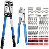 Crimpzange Kabelschuhe Crimpzange Kabelschuhe Set Proster Krimpzange mit 100 PCS AWG 10 8 6 4 (SC6-6-SC25-8)Bolzenloch Kupfer-Rohrkabelschuhen Quetschverbinder Kabelschuhzange
