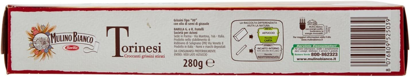 3x Grissini Torinesi dünnn Mulino Bianco Barilla 280g aus italien