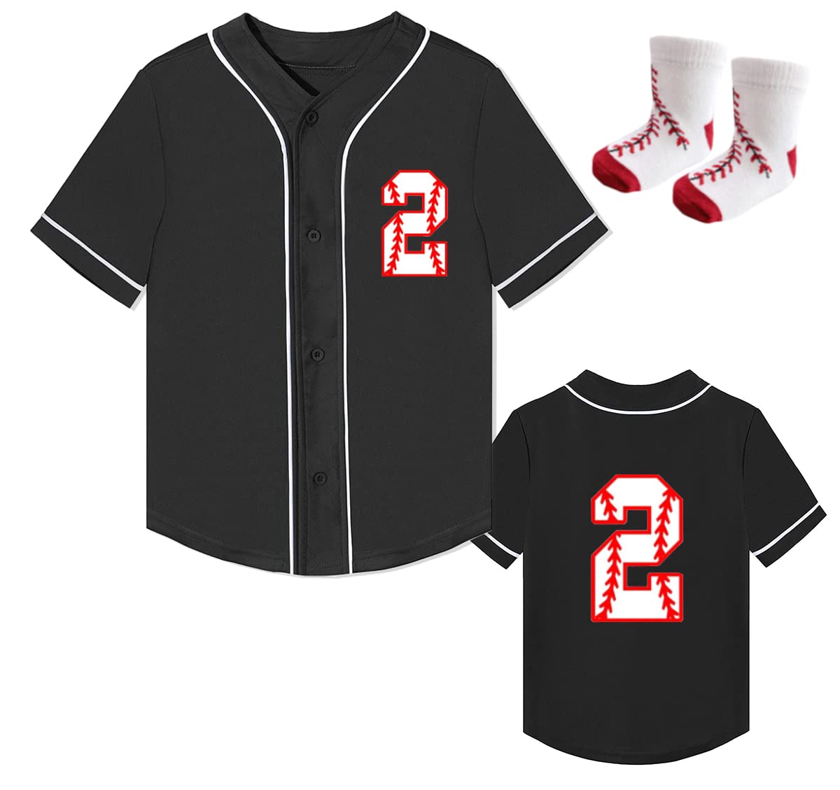 Yuji Itadori Toddler Kids 2nd Baseball Birthday Shirt with Socks Boy Girl Short Sleeve Baseball Jersey Number Outfit T-Shirts