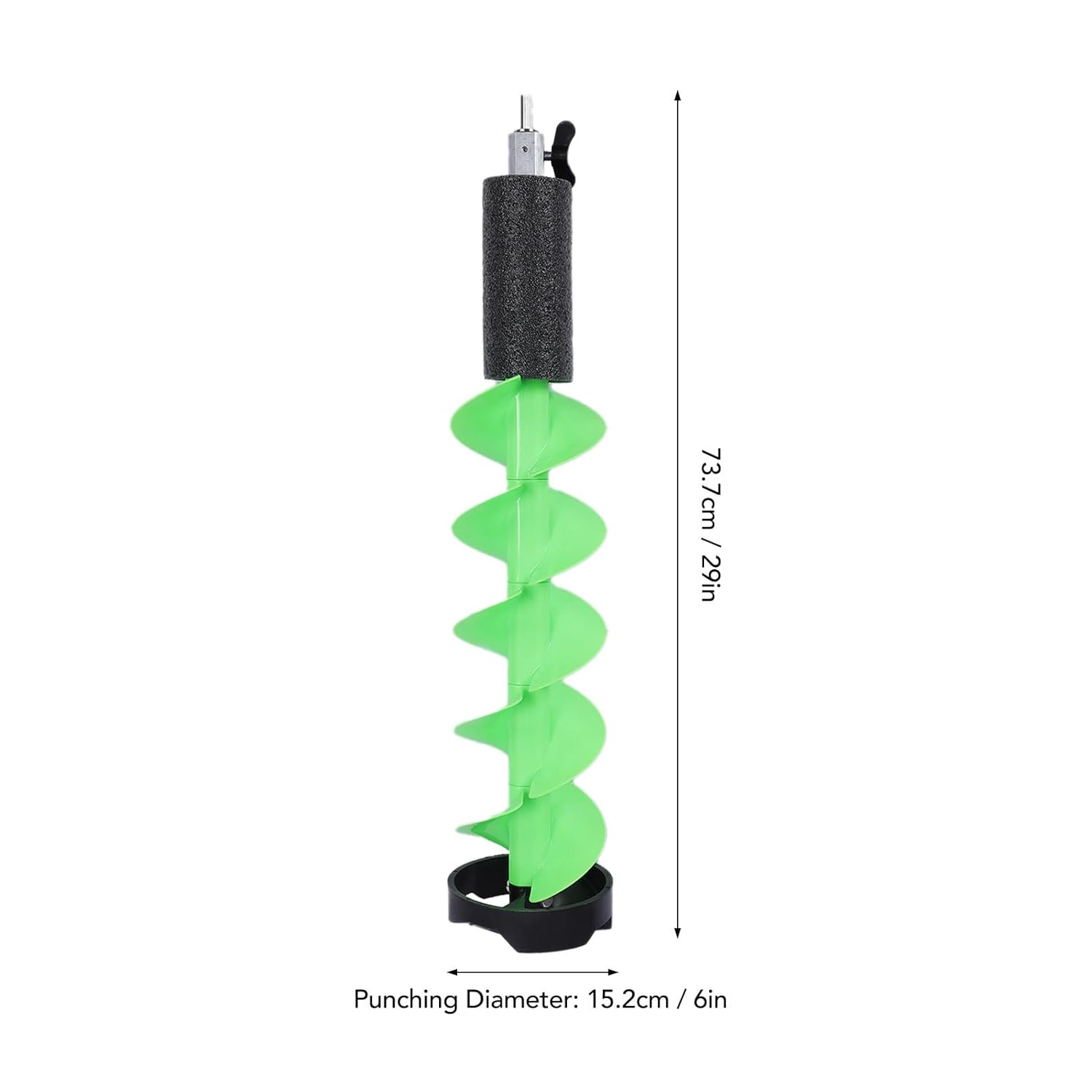 Fafeicy Ice Auger, Nylon Cordless Electric Drill Bit with Water Float Design for Ice Fishing, 6in Diameter 29in Length