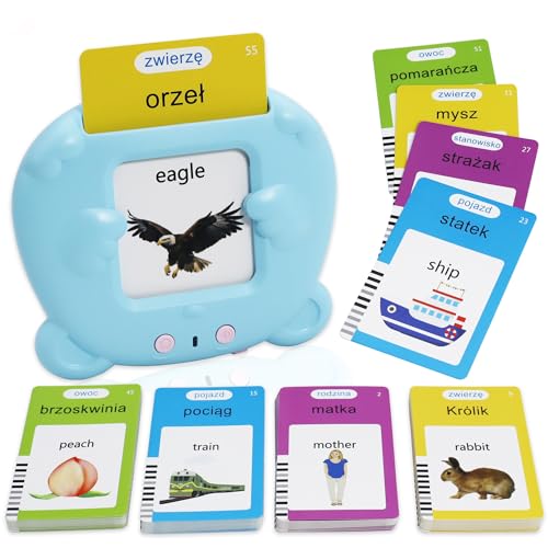 MAYAPHILOS 224 Sight Words Polish and English Talking Flash Cards Fun Polish Language Learning Toys for Kids, Learn Polish for Toddlers Sensory Preschool Educational Birthday Gifts