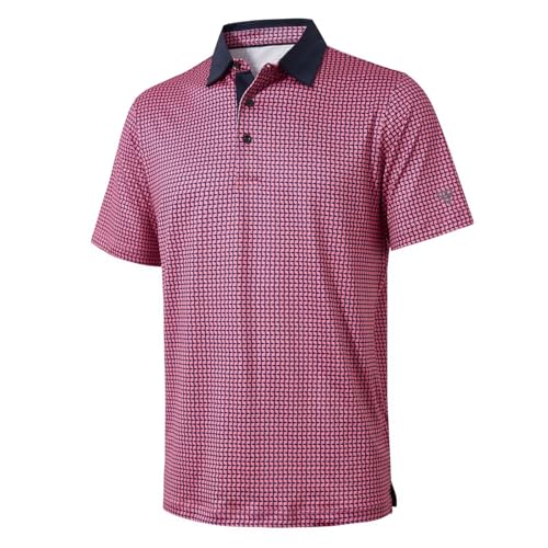 Image of Golf Shirts for Men Dry Fit Short Sleeve Print Performance Moisture Wicking Polo Shirt